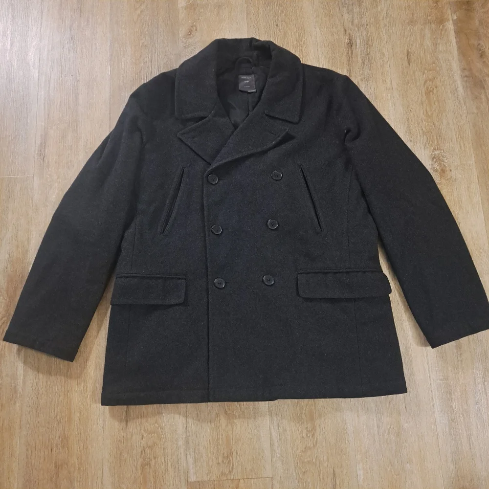 Gap Grayish Black Wool Blend Double-Breasted Peacoat Men's Size XL